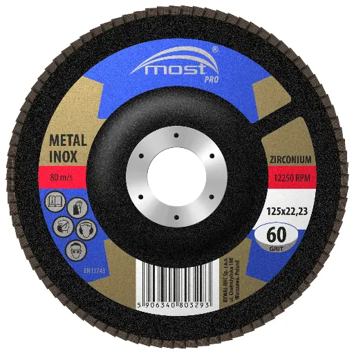[94 19 225080] Flap discs  PRO Zirconium 125 x 22 /     80+ (Type 29)     